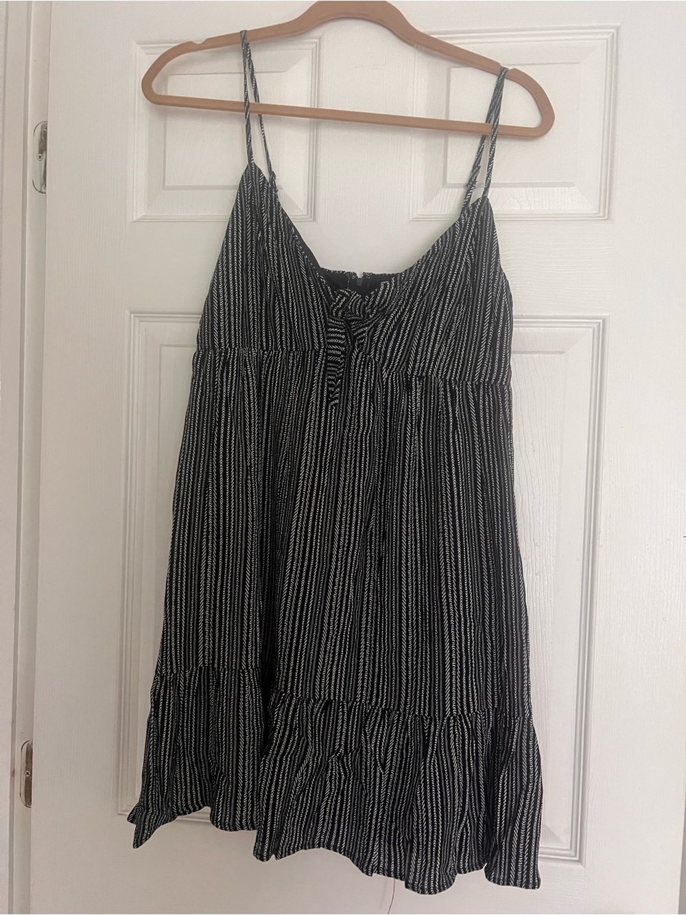 Francesca's Black and White Textured Stripe Dress